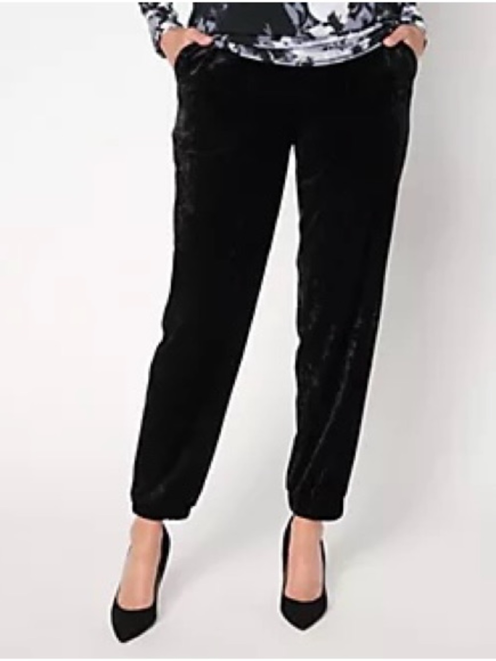 Susan Graver Petite Panne Velvet Ankle Jogger